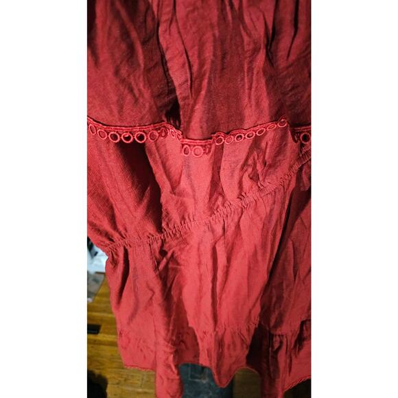 BAR III Women's Red Canyon One Shoulder Sleeve Ruffled Mini Dress Size Large NWT - Picture 5 of 7